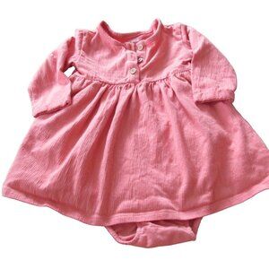 Cat & Jack 2 Pc Dress Bloomers‎ Girls Size 12M Orange Coral Long Sleeve Pullover